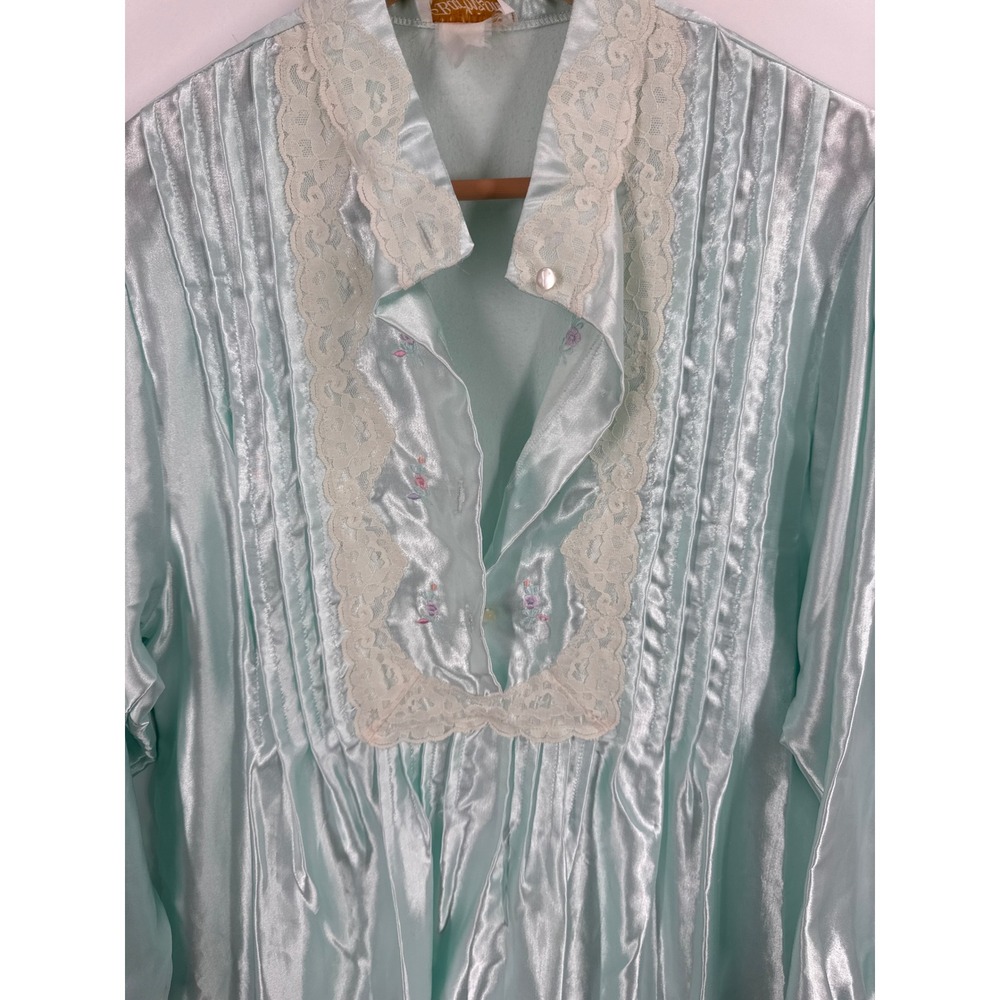 Barbizon Vintage Satin Embroidered Nightgown Womens Size L Romantic Bridal Lace - Picture 7 of 9